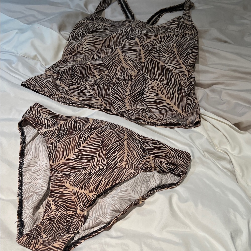 Christina Zebra Print Bikini - Black and Tan